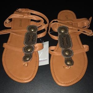 Tan beaded sandal